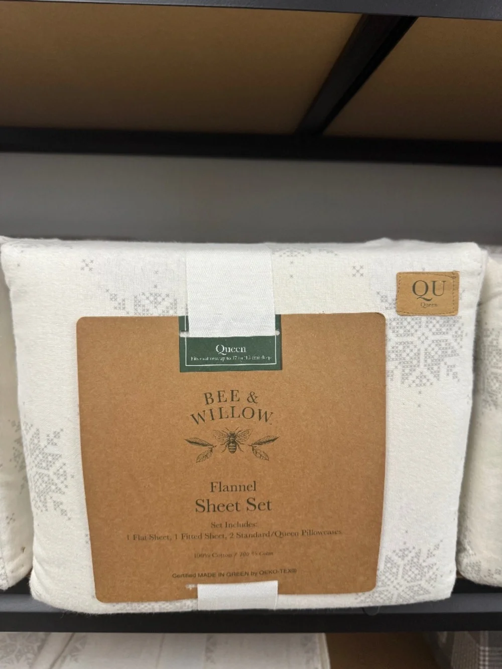 Bee & Willow Home 100% Cotton Flannel Queen Sheet Set – Snowflake